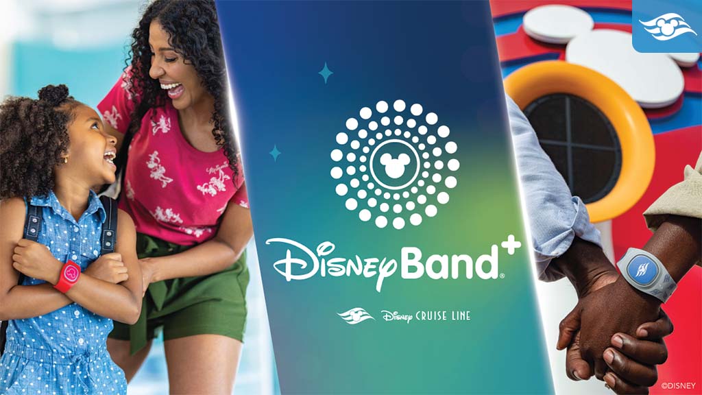 A mother and daughter enjoy a joyful moment, featuring colorful Disney Bands in a vibrant, playful setting.
