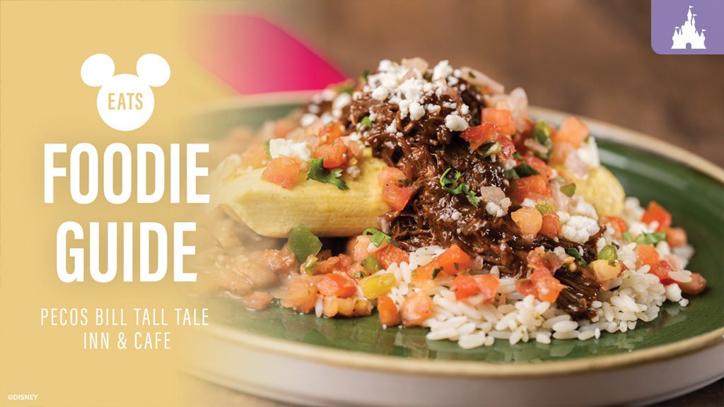 A Tex-Mex meal with a variety of toppings and a drink at Pecos Bill Tall Tale Inn & Café in Magic Kingdom.